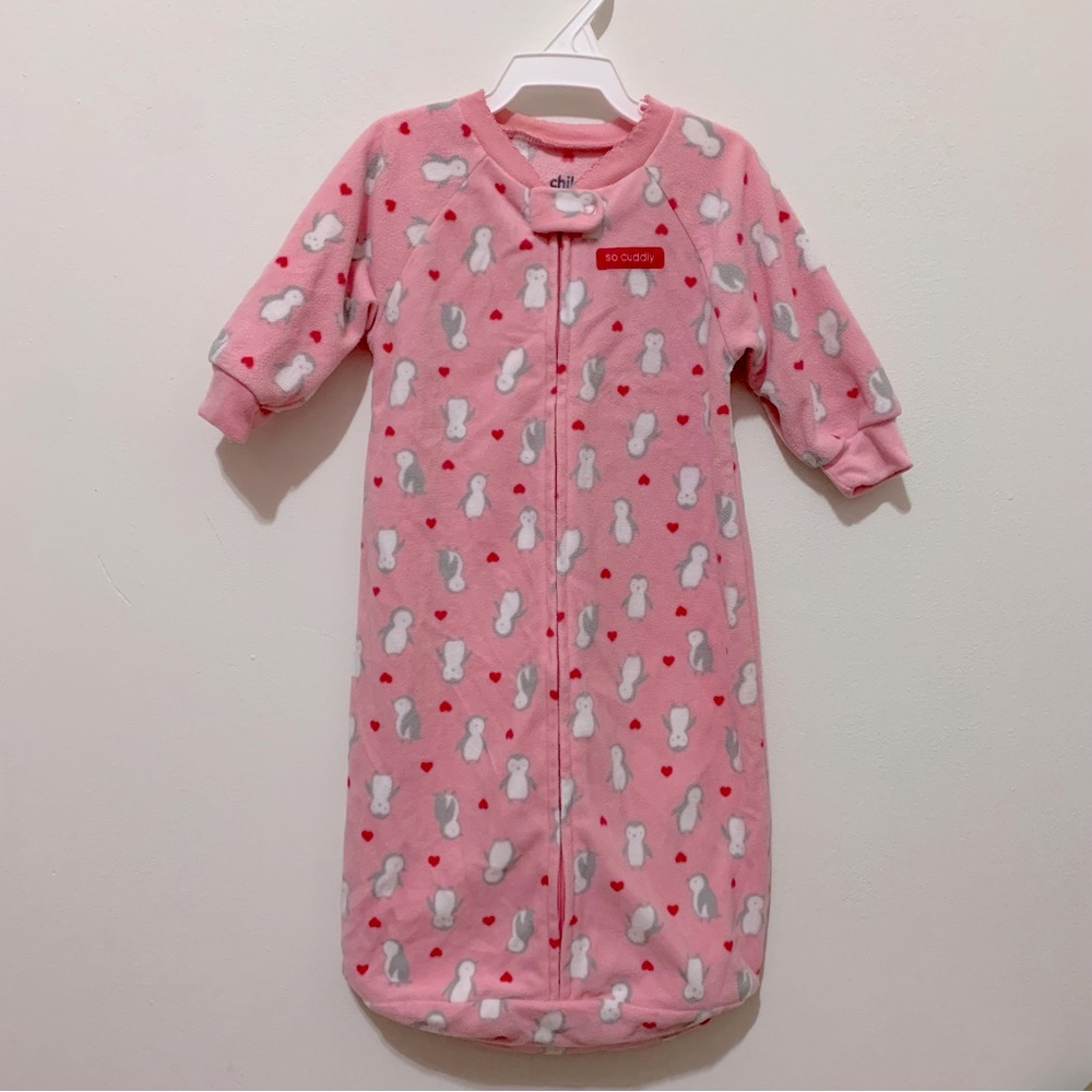 Carter’s🎀 0-9 month Pink Penguin Fleece Sleeper🎀 baby clothes pajamas winter